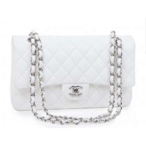 chanel logo white bag